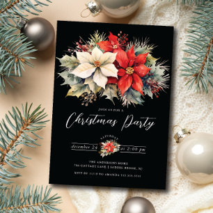 Floral Poinsettia Weihnachtsfest Party Einladung
