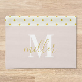 Floral Polka Dots Familienname Küchenhandtuch Geschirrtuch