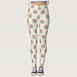 Floral Polka Dots Pattern – Cute Botanical Spot  Leggings