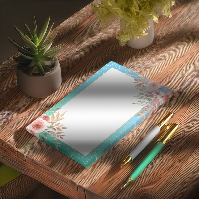 Floral Polterabend Aquamarin Gold Confetti Polka D Post-it Klebezettel (Von Creator hochgeladen)