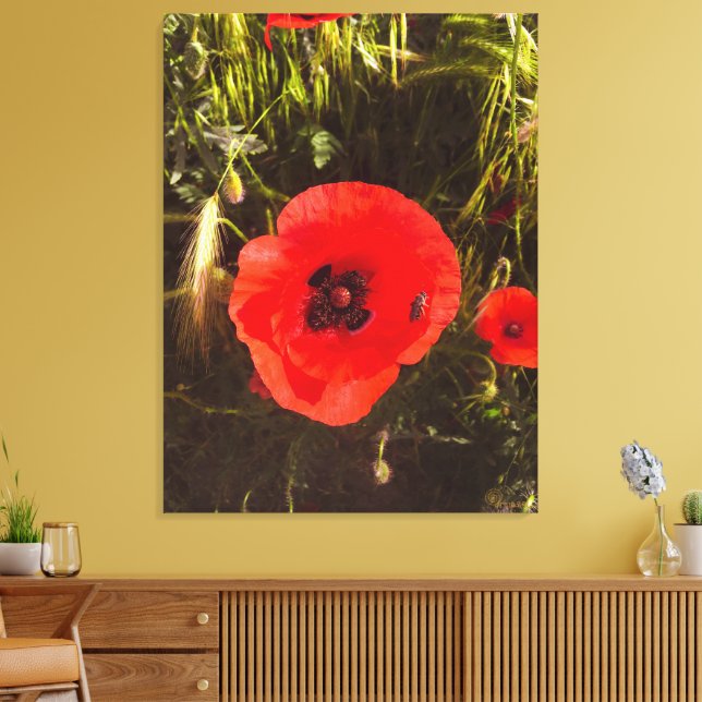 Floral Poppy Dreamer – Botanical Fantasy Art  Leinwanddruck (Insitu (Wohnzimmer))