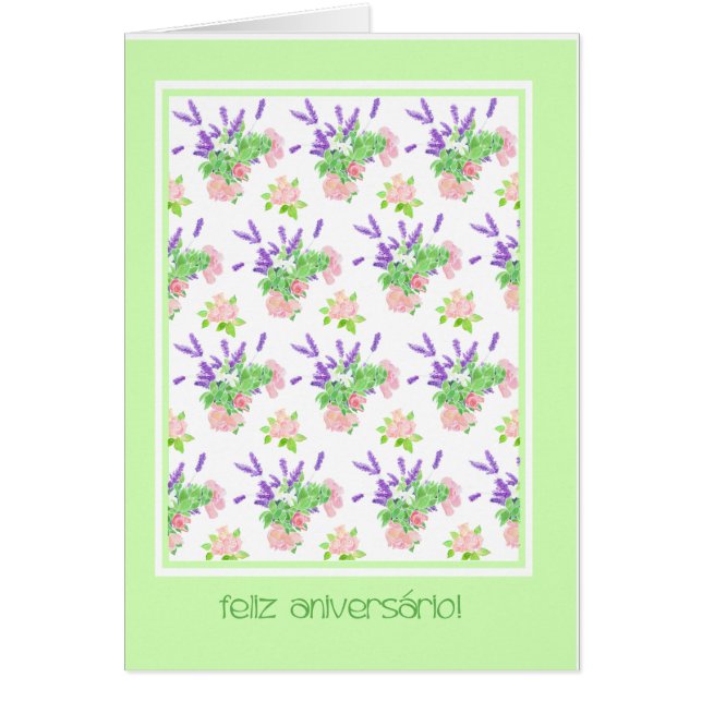 Floral Portugais Salutation Anniversaire (Devant)