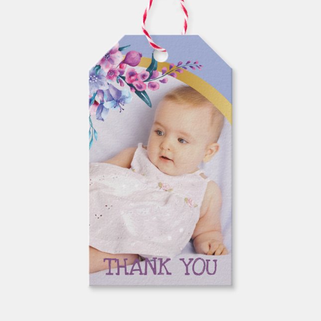 Floral Princess Birthday Foto Geschenkanhänger (Vorderseite)