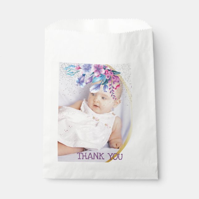 Floral Princess Birthday Vielen Dank Geschenktütchen (Vorderseite)