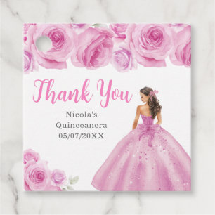 Floral Princess in hellrosa Kleid Quinceanera Geschenkanhänger