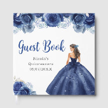 Floral Princess in Navy Blue Dress Quinceanera