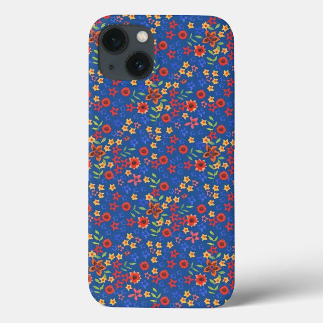 Floral Print Retro auf Blue Case Mate iPad Fall (Rückseite)