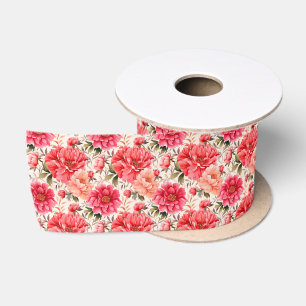 Floral Print Satin Ribbon Satinband