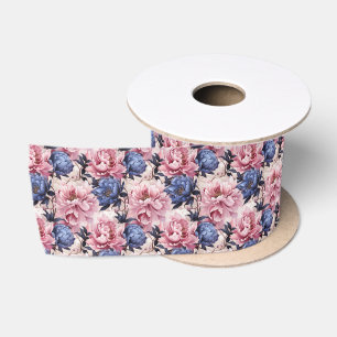 Floral Print Satin Ribbon Satinband