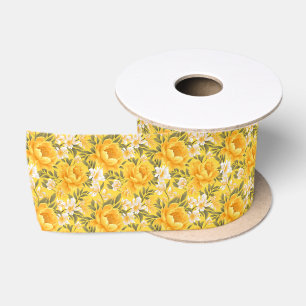 Floral Print Satin Ribbon Satinband