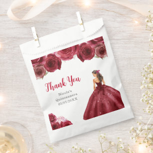 Floral Prinzessin in rotem Kleid Quinceanera Geschenktütchen