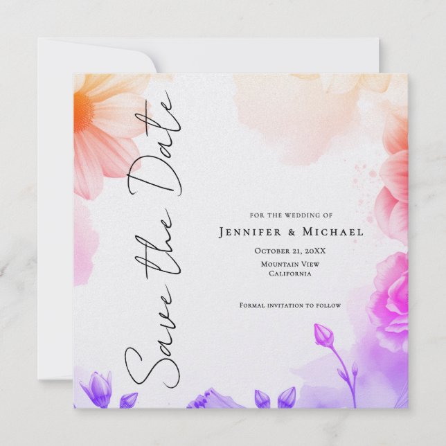 Floral Professional Minimalist Modern Plain Save The Date (Vorderseite)