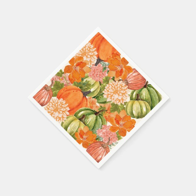 Floral Pumpkin 1. Geburtstag Herbst Serviette (Ecke)