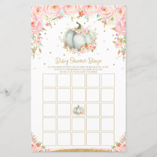 Floral Pumpkin Baby Dusche Bingo Spiel Aktivität
