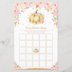 Floral Pumpkin Baby Dusche Bingo Spiel Aktivität