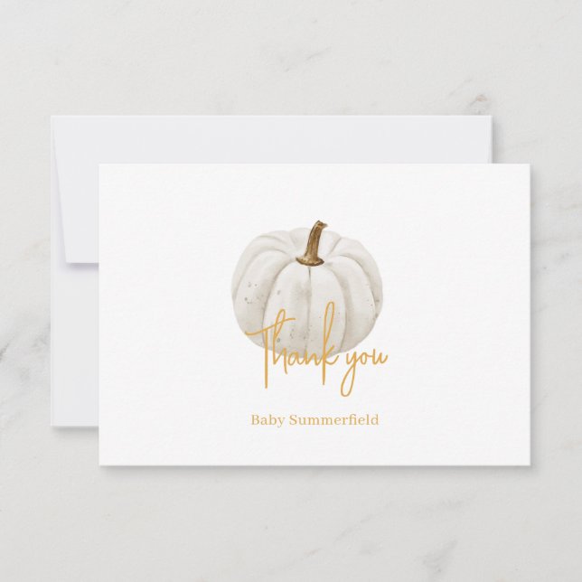 Floral Pumpkin Baby Dusche Wasserfarbe Botanische Dankeskarte (Vorderseite)
