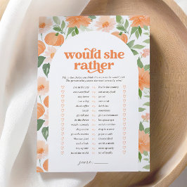 Floral Pumpkin Baby Dusche würde sie eher Spiel Einladung