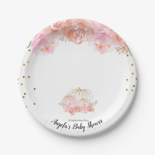 Floral Pumpkin Baby Show Party Paper Teller (Vorderseite)