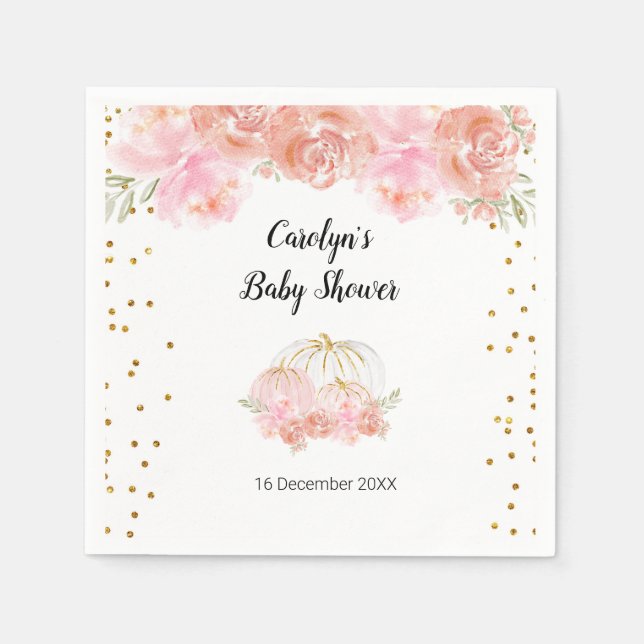 Floral Pumpkin Brautparty Napkin Serviette (Vorderseite)