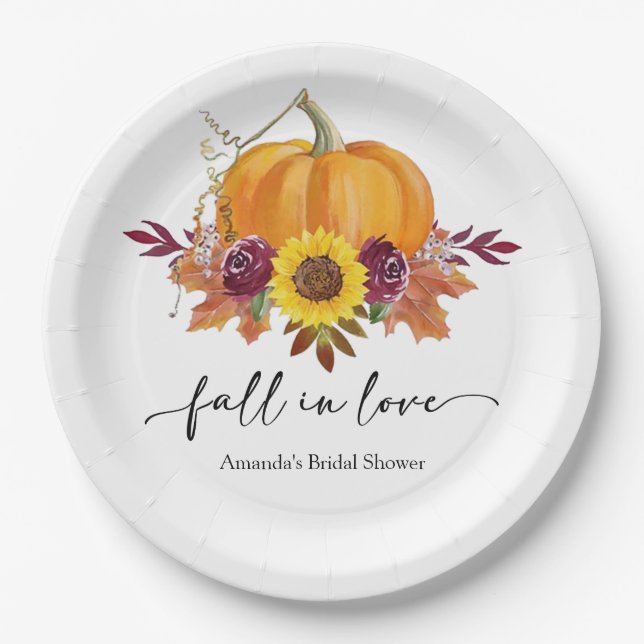 Floral Pumpkin Brautparty Paper Teller (Vorderseite)