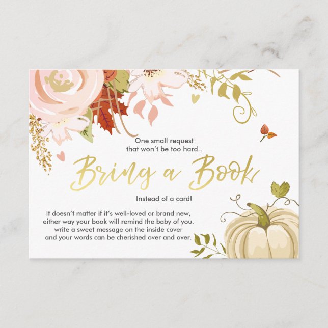 Floral Pumpkin Bringen Sie ein Buch Herbst Herbstd Begleitkarte (Vorderseite)