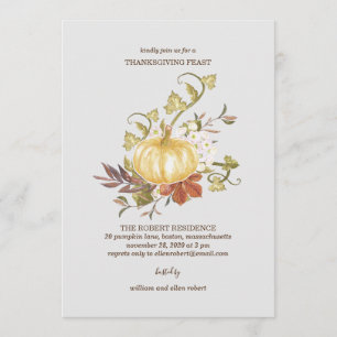 Floral Pumpkin Erntedank Dinner Einladung