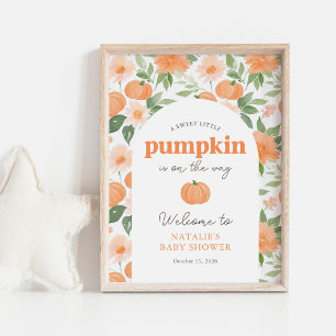 Floral Pumpkin Fall Baby Dusche Begrüßungszeichen Poster