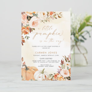 Floral Pumpkin Fall Baby Duwer Gender Neutral Einladung