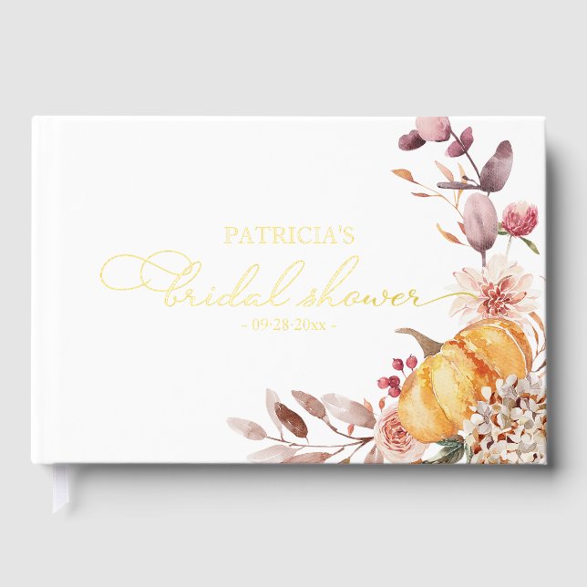 Floral Pumpkin Fall Brautparty Gästebuch (Vorderseite)