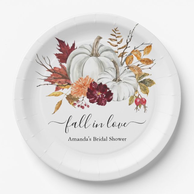 Floral Pumpkin Fall Brautparty Paper Teller (Vorderseite)