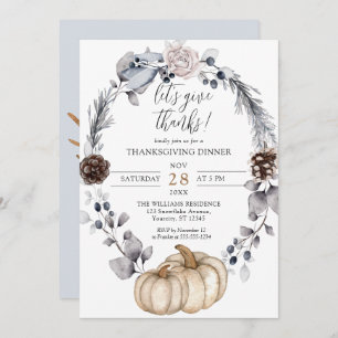 Floral Pumpkin Fall Erntedank Dinner Einladung
