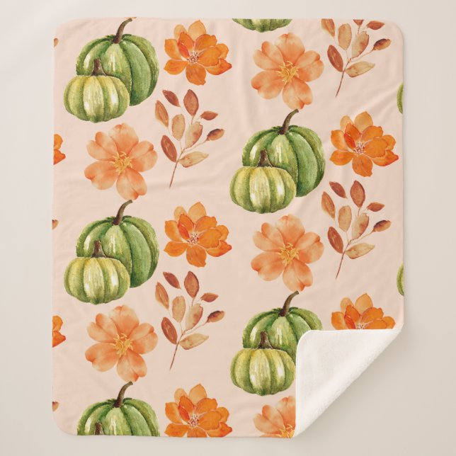 Floral Pumpkin Herbst Sherpadecke (Vorderseite)