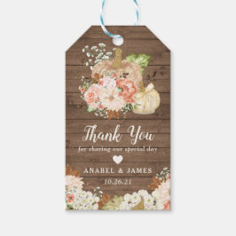 Floral Pumpkin Rustic Wood Fall Baby Dusche Geschenkanhänger