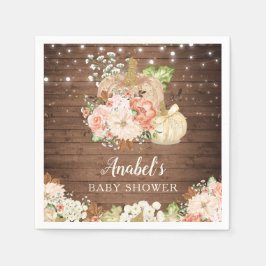 Floral Pumpkin Rustic Wood Fall Baby Dusche Serviette