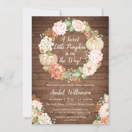 Floral Pumpkin Rustic Wood Wreath Baby Dusche Einladung