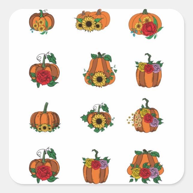 Floral Pumpkin Sticker Pack (Vorderseite)