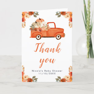 Floral Pumpkin Truck Kinderdusche Dankeskarte
