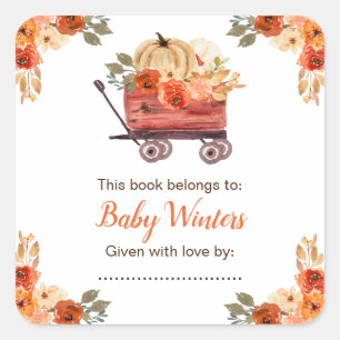 Floral Pumpkin Truck Kinderdusche Quadratischer Aufkleber