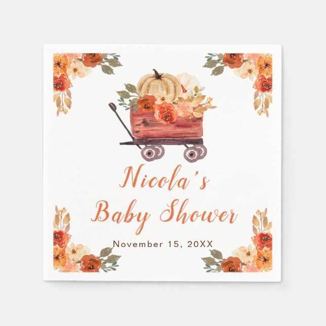 Floral Pumpkin Truck Kinderdusche Serviette (Vorderseite)
