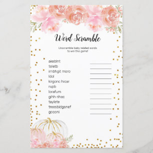 Floral Pumpkin Wasserfarbe Word Scramble Game