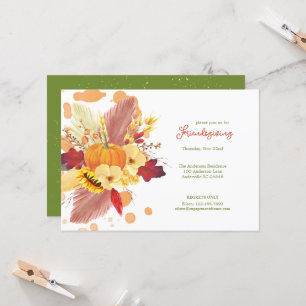 Floral Pumpkins Friendsgiving-Erntedank Einladung