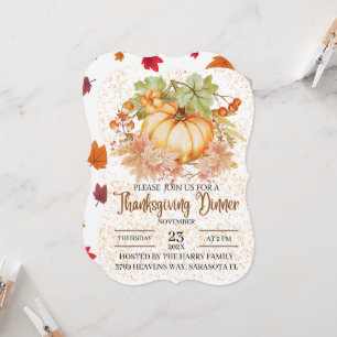 Floral Pumpkins Herbst Verlassene Erntedank Dinner Einladung