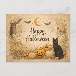 Floral Pumpkins Vintage Boho Halloween Feiertagspostkarte