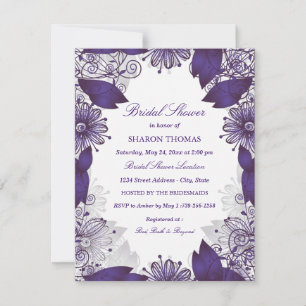 Floral Purple Élégant   Invitation de douche nupti
