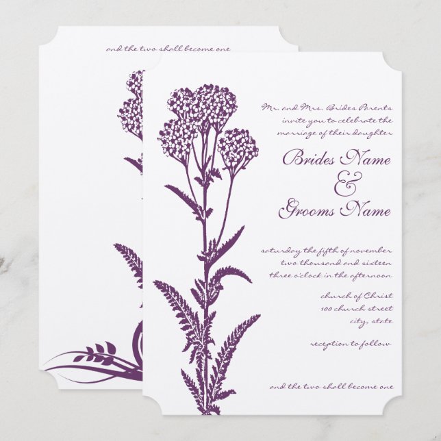 Floral Purple Faire-part de mariage religieuse (Devant / Derrière)