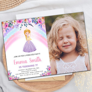 Floral Purple Princess Anniversaire Invitations ph