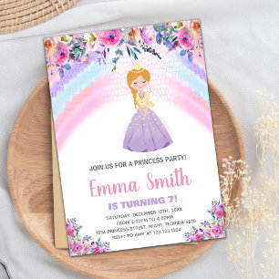 Floral Purple Princess Invitations d'anniversaire