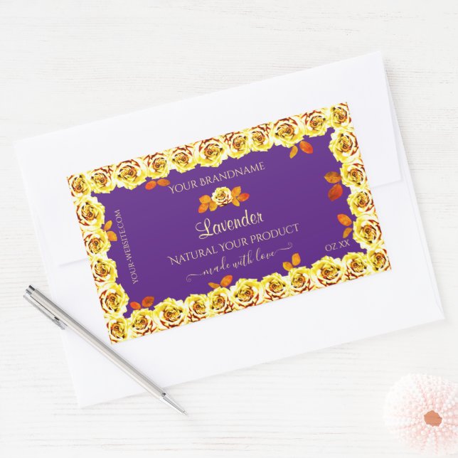 Floral Purple Produit Emballage Étiquette Roses Ja (Enveloppe)