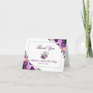 Floral Purple Tea Party Merci note