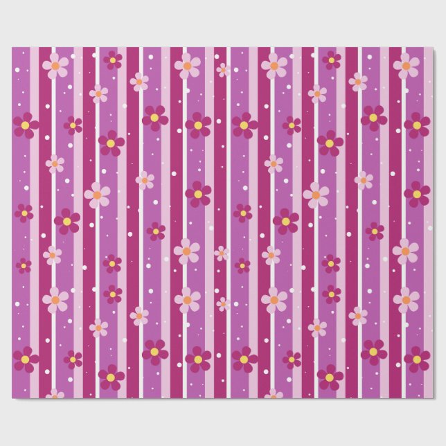 Floral Purple Wrapping Paper Geschenkpapier (Flach)